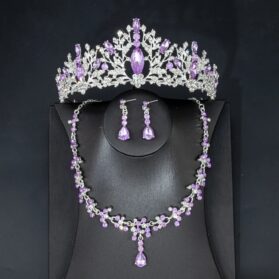 set de tiara y collar con aretes gaia lila silver