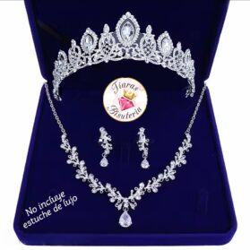 set de tiara y collar con aretes alteza silver
