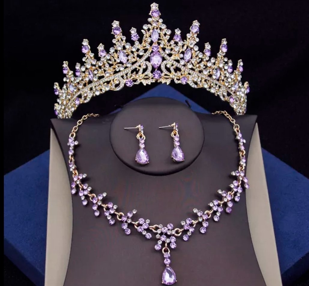 Set de tiara y collar con aretes lady lila gold