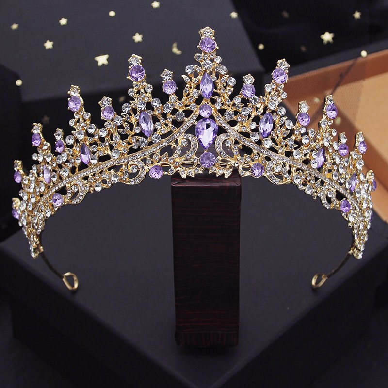 Set de tiara y collar con aretes lady lila gold - Imagen 2