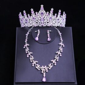 Set de tiara y collar con aretes lady lila silver