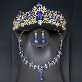 set de tiara y collar con aretes gaia blue gold