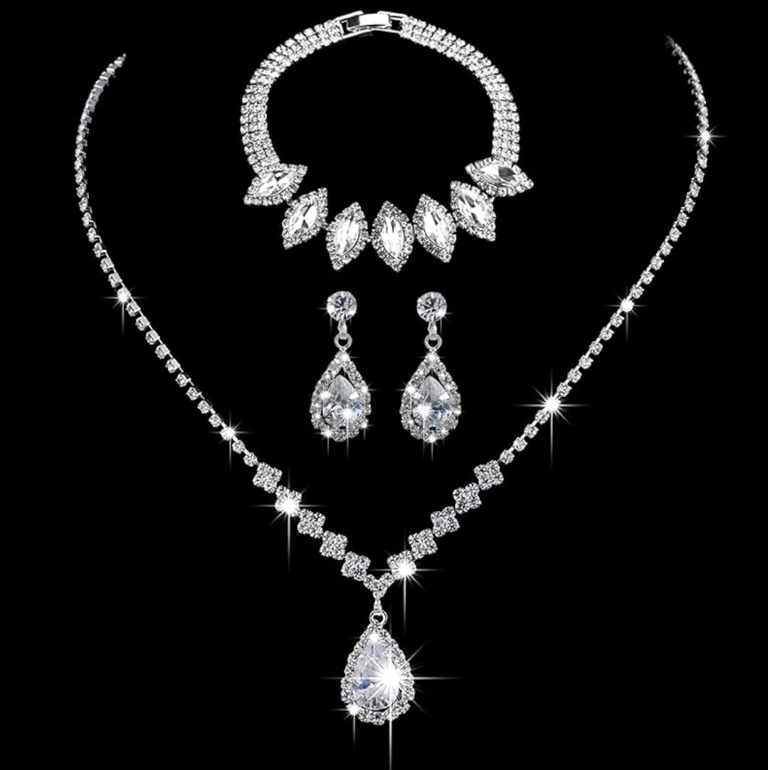 Set de tiara collar con aretes y pulsera harmonia silver - Imagen 3