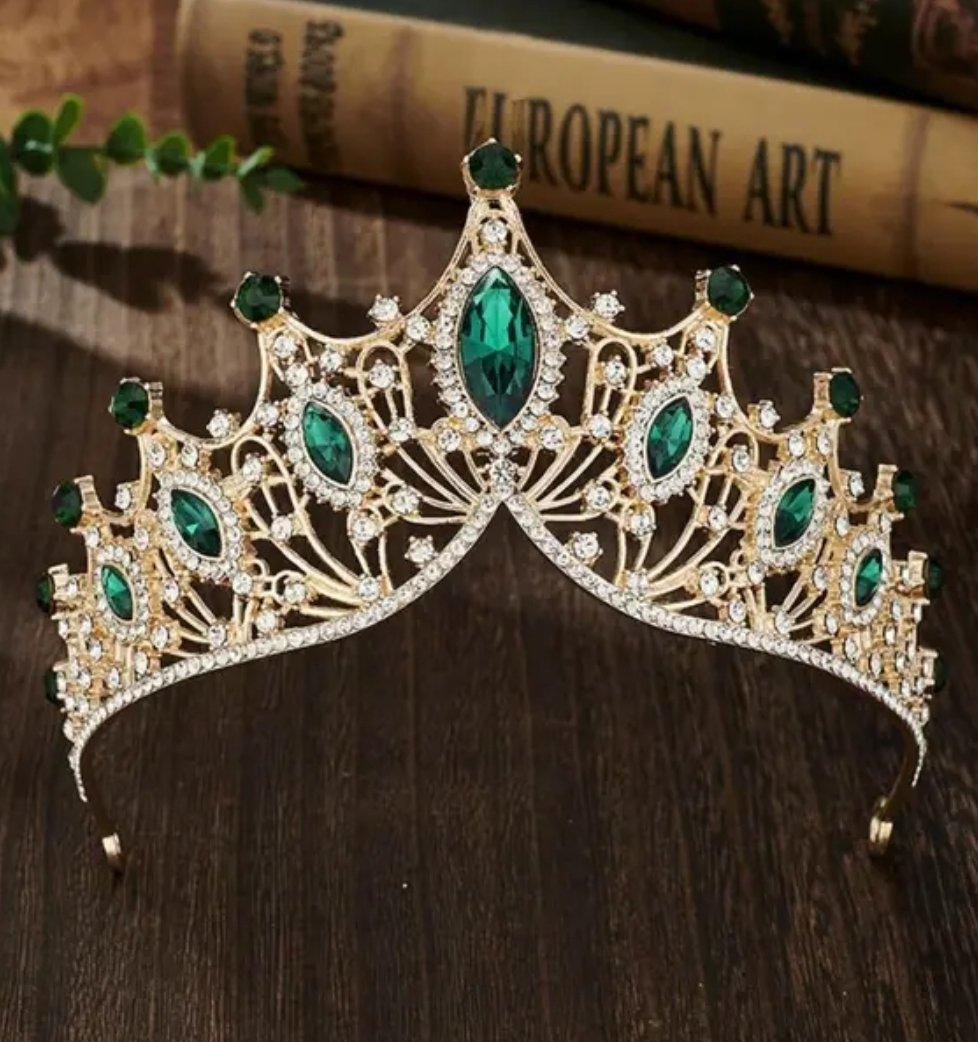 Set de tiara y collar con aretes sophia esmeralda - Imagen 3