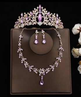 Set de tiara y collar con aretes gaia lila
