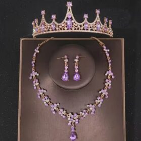 Set de tiara y collar con aretes teen lila