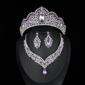set de tiara y collar con aretes alegria lila