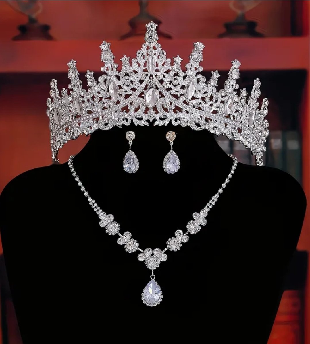 set de tiara y collar con aretes lady silverr