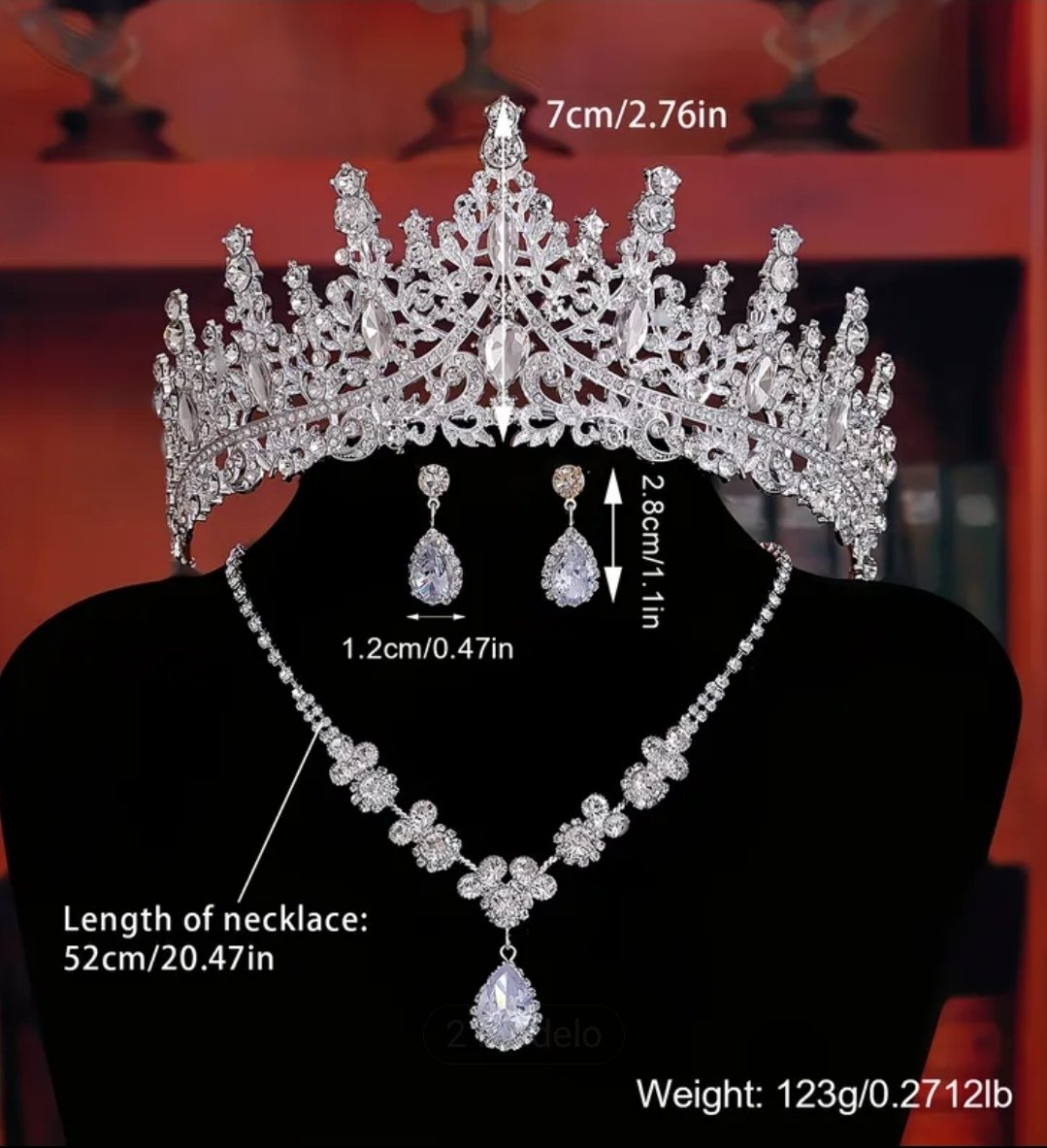 set de tiara y collar con aretes lady silverr - Imagen 3