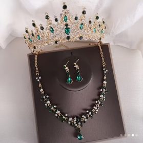 set de tiara y collar con aretes lady esmeralda gold