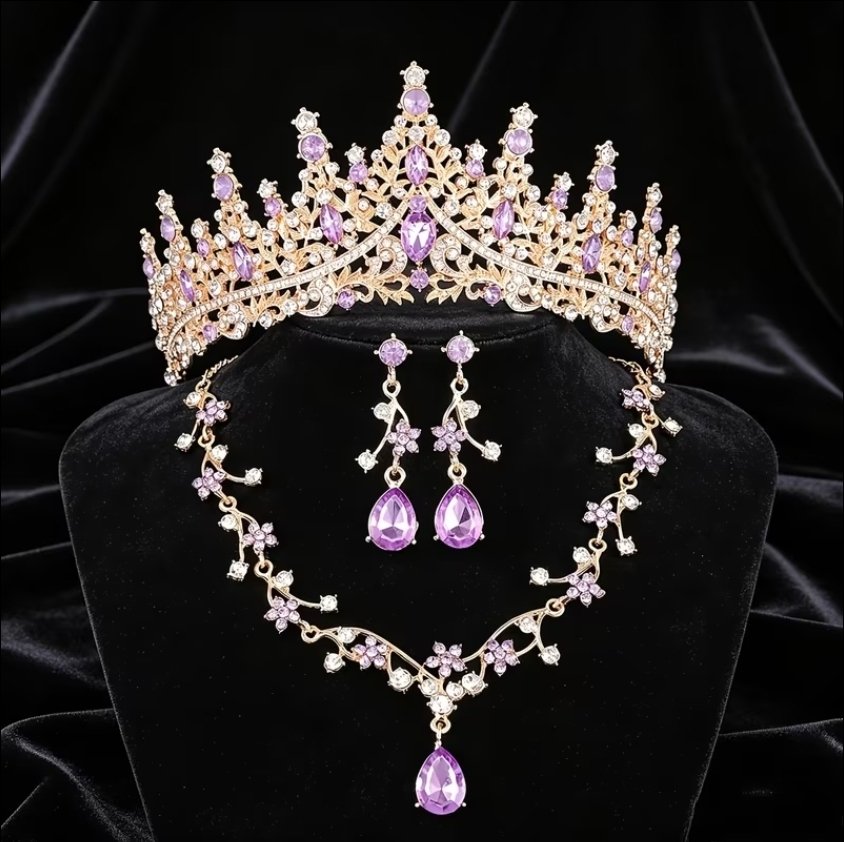 tiara y collar con aretes lady lila gold