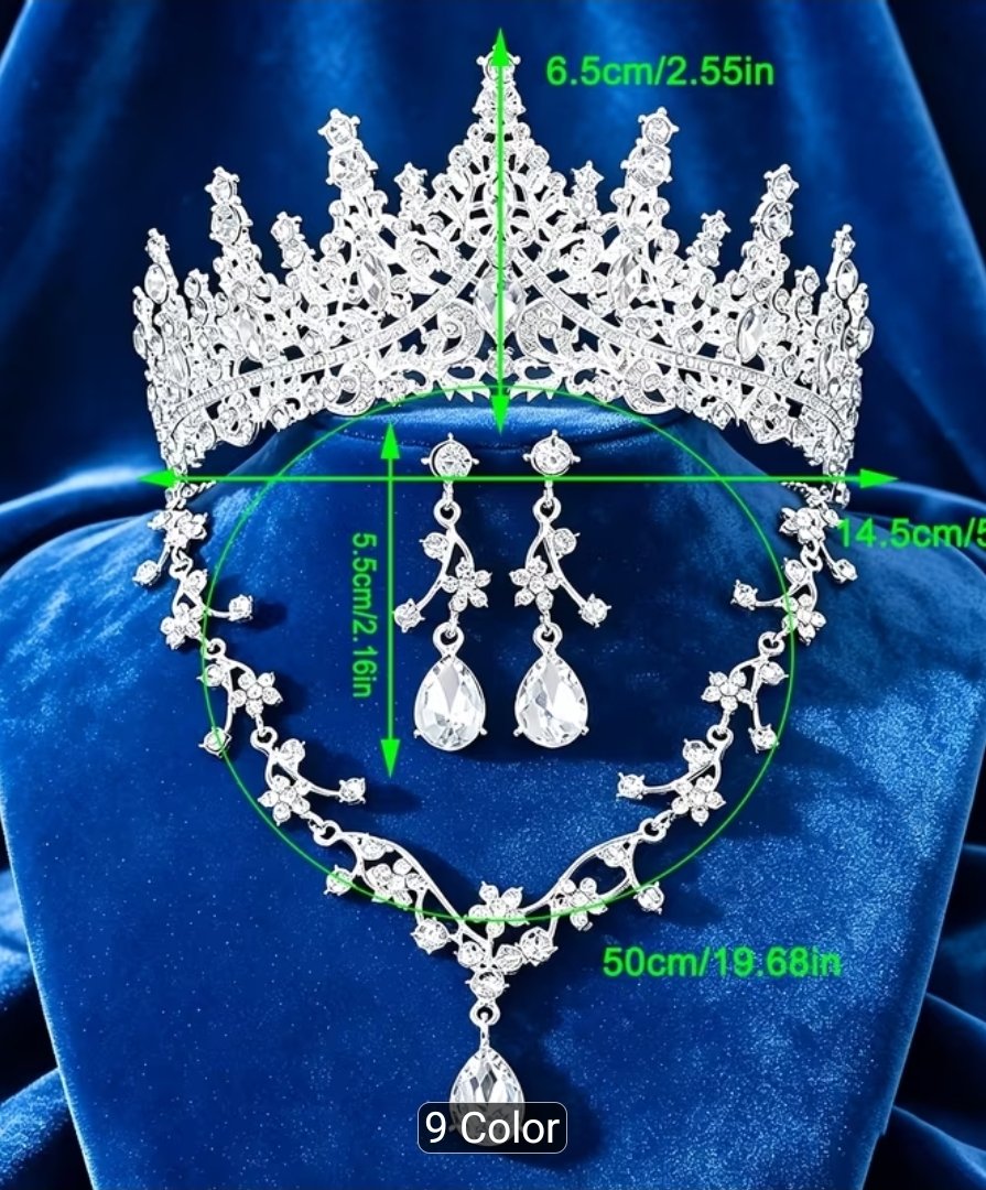 Set de tiara y collar con aretes lady baby blue - Imagen 2