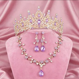 Set de tiara y collar con aretes lady lila goldd