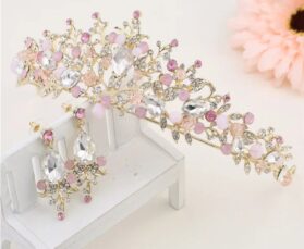 Set de tiara y aretes Rosalía pink - Imagen 3