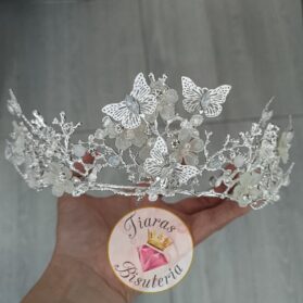 Tiara mariposas silver - Imagen 4