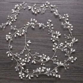 tocado cristal y perlas plateado 100cm - Imagen 2