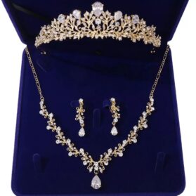 Set de tiara y collar con aretes deema gold