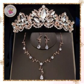 Set de tiara y collar con aretes aurora oro rosa