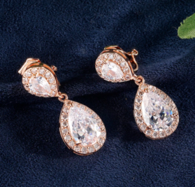 pendientes gota oro rosa - Imagen 3