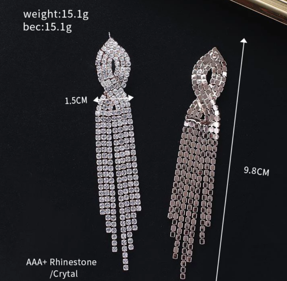 aretes largos brillantes - Imagen 4