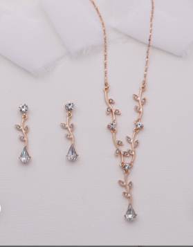 Set de tiara y collar con aretes aurora oro rosa - Imagen 3