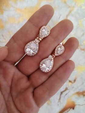 pendientes gota oro rosa - Imagen 4