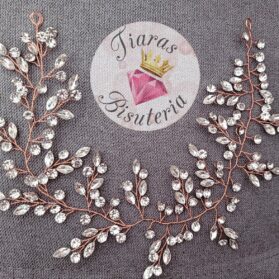 Tocado Cristy oro rosa