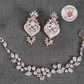 Set pulsera con aretes encantó oro rosa - Imagen 2
