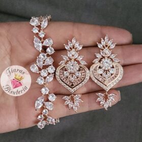 Set pulsera con aretes encantó oro rosa - Imagen 3