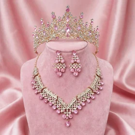 Set de tiara y collar con aretes lady pink 2