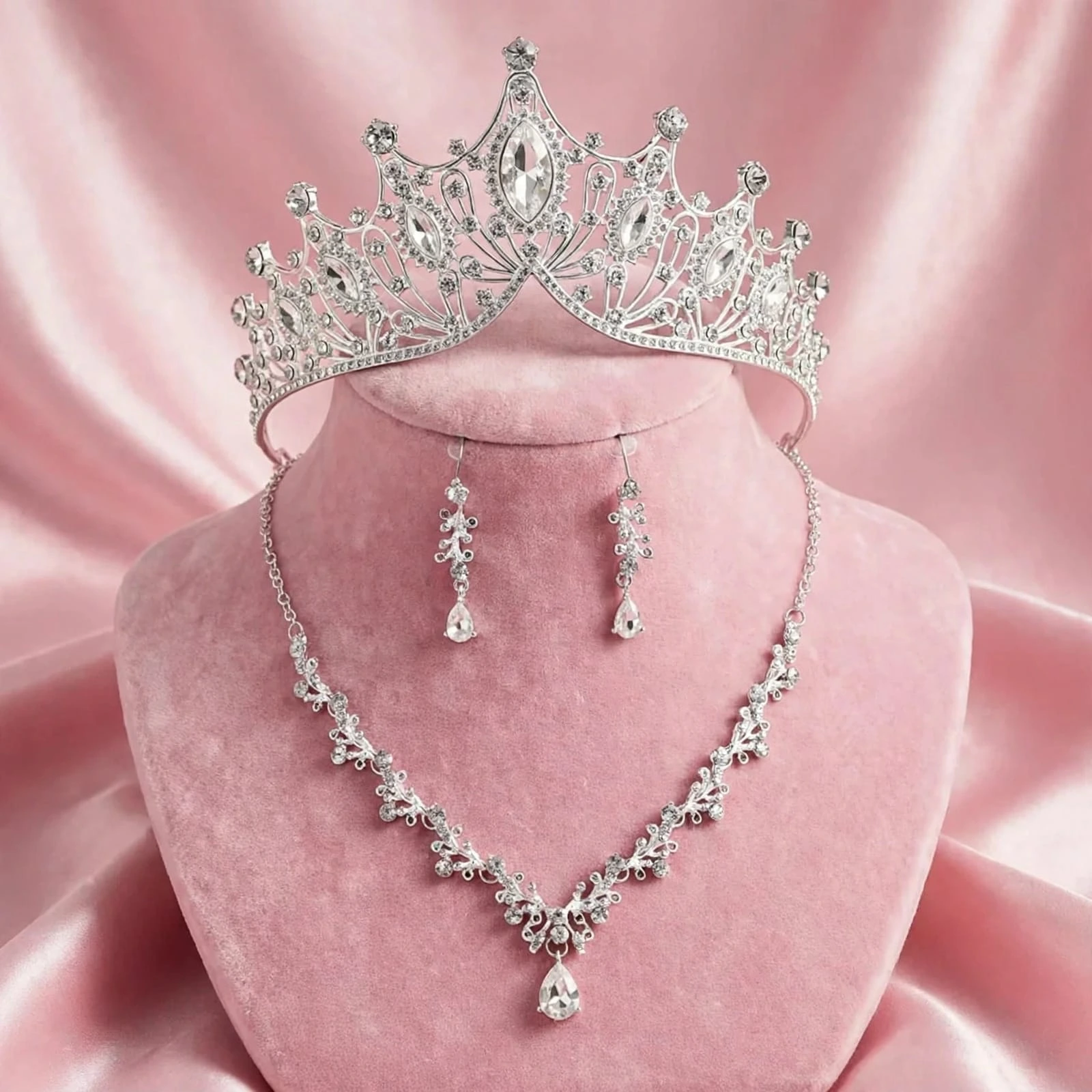 set de tiara y collar con aretes sophiaa silver