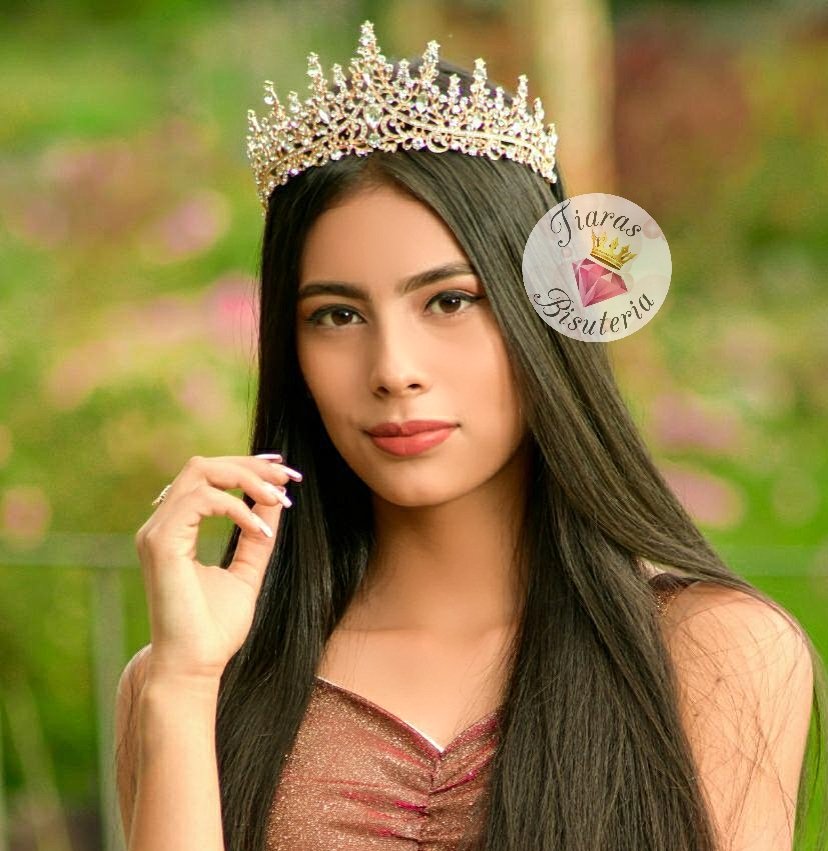 set de tiara y collar con aretes lady Gold - Imagen 4