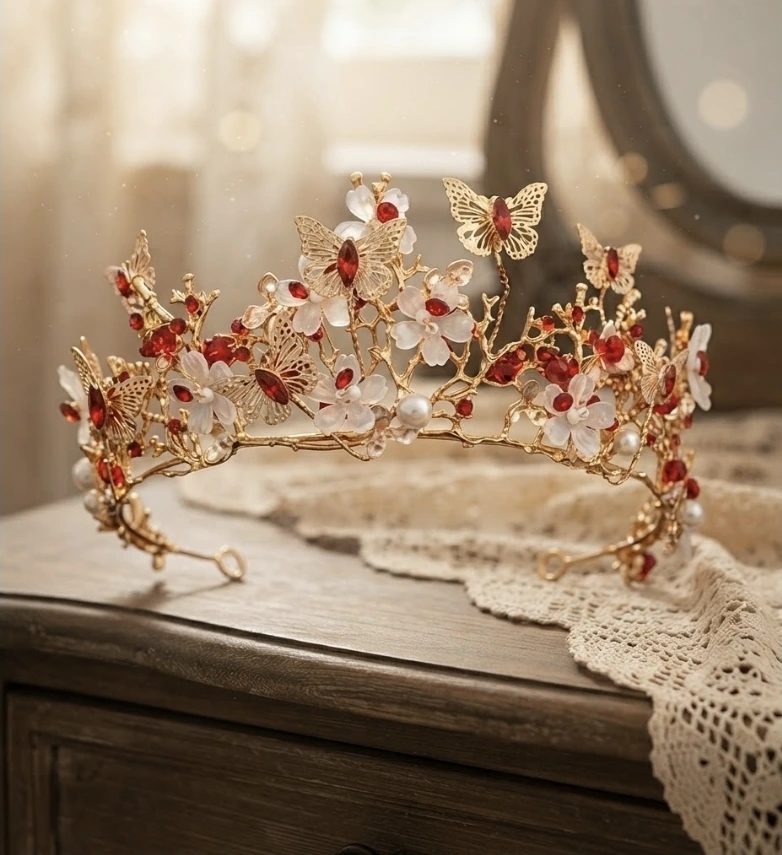 tiara mariposas rubí - Imagen 2