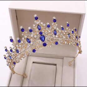 Set de tiara y collar con aretes lady blue gold - Imagen 2