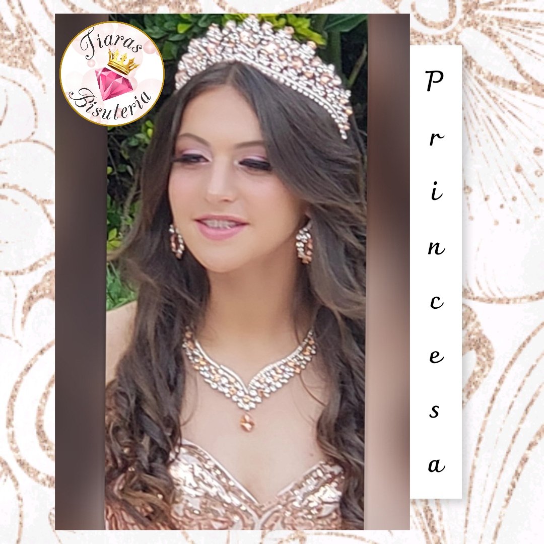 Set de tiara y collar con aretes Cyrena Rose Gold - Imagen 4