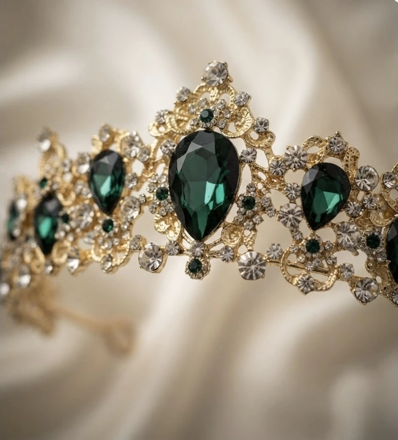 Tiara romántica verde esmeralda - Imagen 4