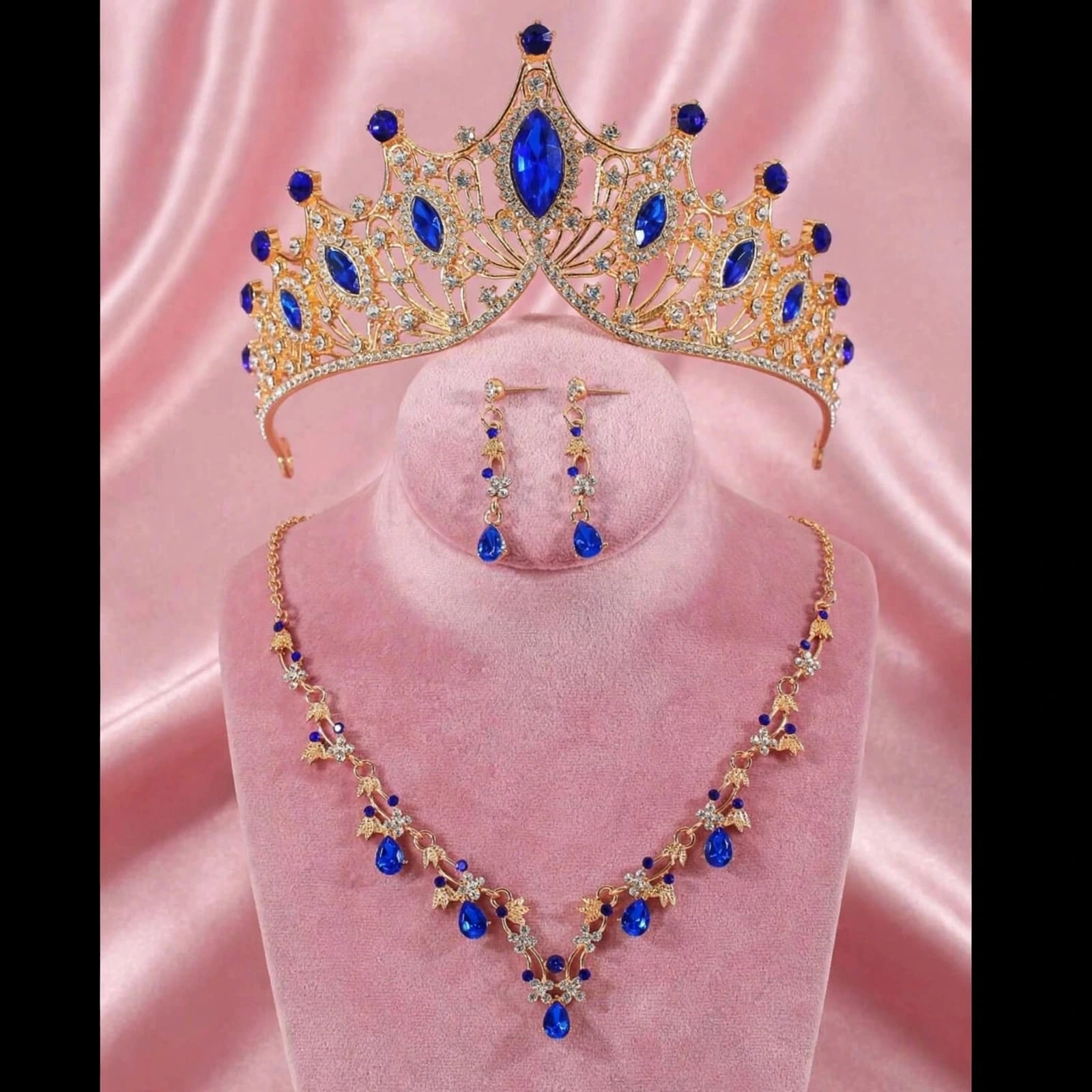 Set de tiara y collar con aretes sophia blue