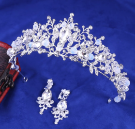 Set de tiara y aretes Rosalia silver