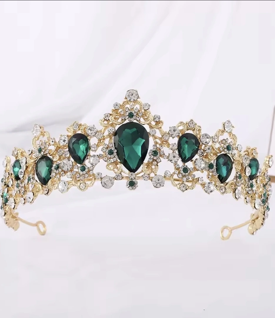 Tiara romántica verde esmeralda - Imagen 2