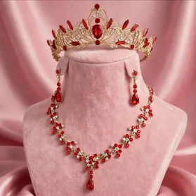 set de tiara y collar con aretes rubi maya