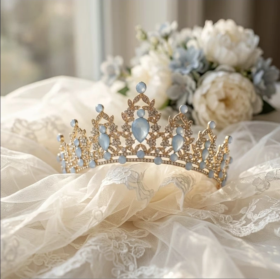 Tiara selene baby blue gold - Imagen 2