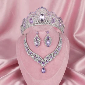 set de tiara y collar con aretes alegria lila