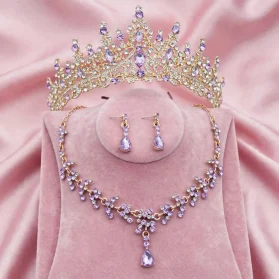 Set de tiara y collar con aretes lady lila gold