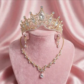 Set de tiara y collar con aretes sophia Gold2